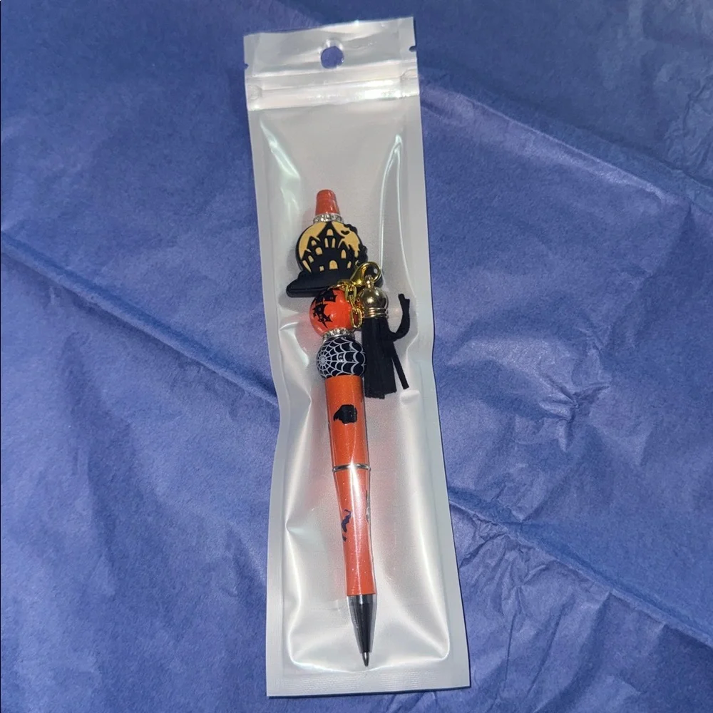 Halloween Themed Orange Pen with Charms